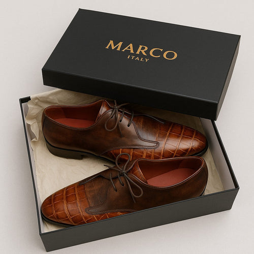 Marco Di Milano Anzio Orix Brown Alligator & Calfskin Derby