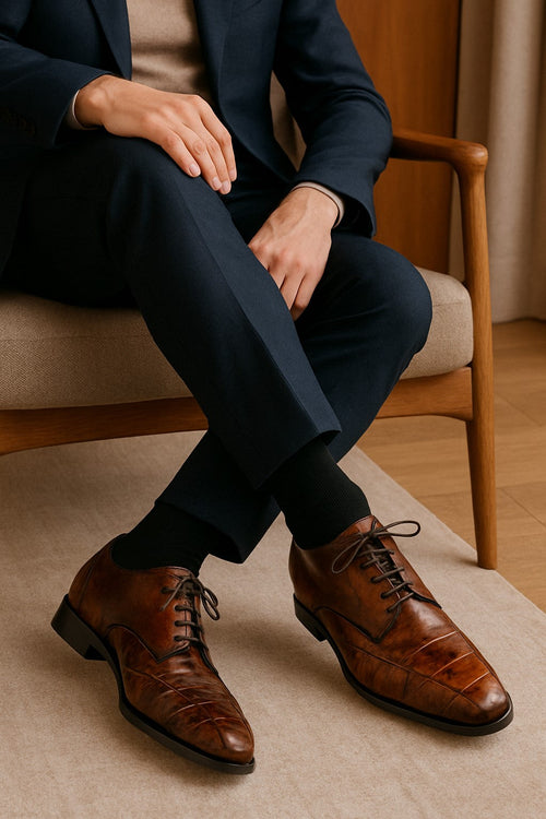 Marco Di Milano Anzio Orix Brown Alligator & Calfskin Derby