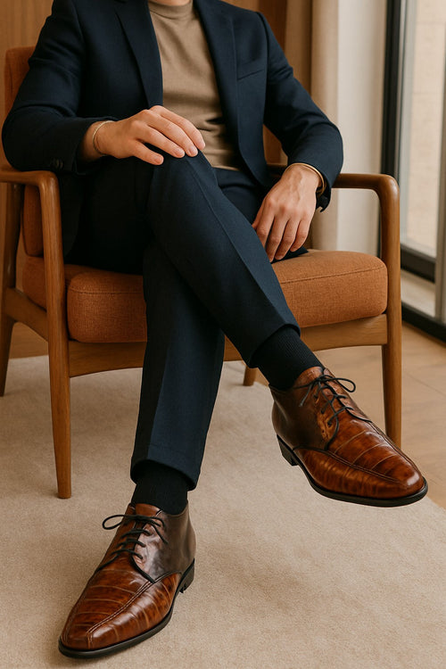 Marco Di Milano Anzio Orix Brown Alligator & Calfskin Derby