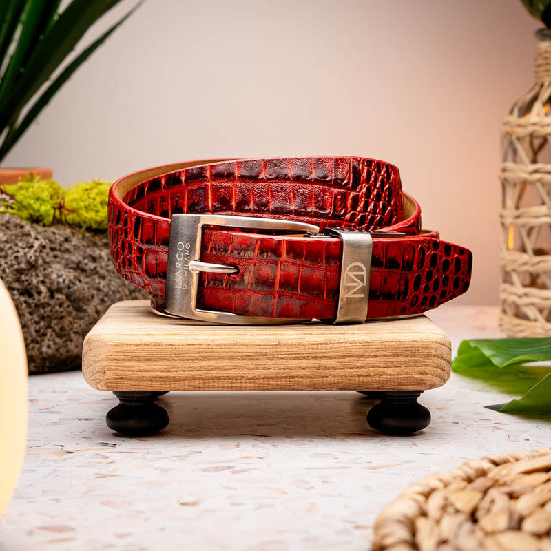 Marco Di Milano Emilio Belt - Antique Red Leather Loafers