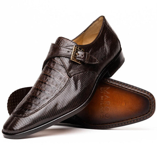Marco Di Milano Men's Brown Caiman Lizard Derby Shoes Toluca