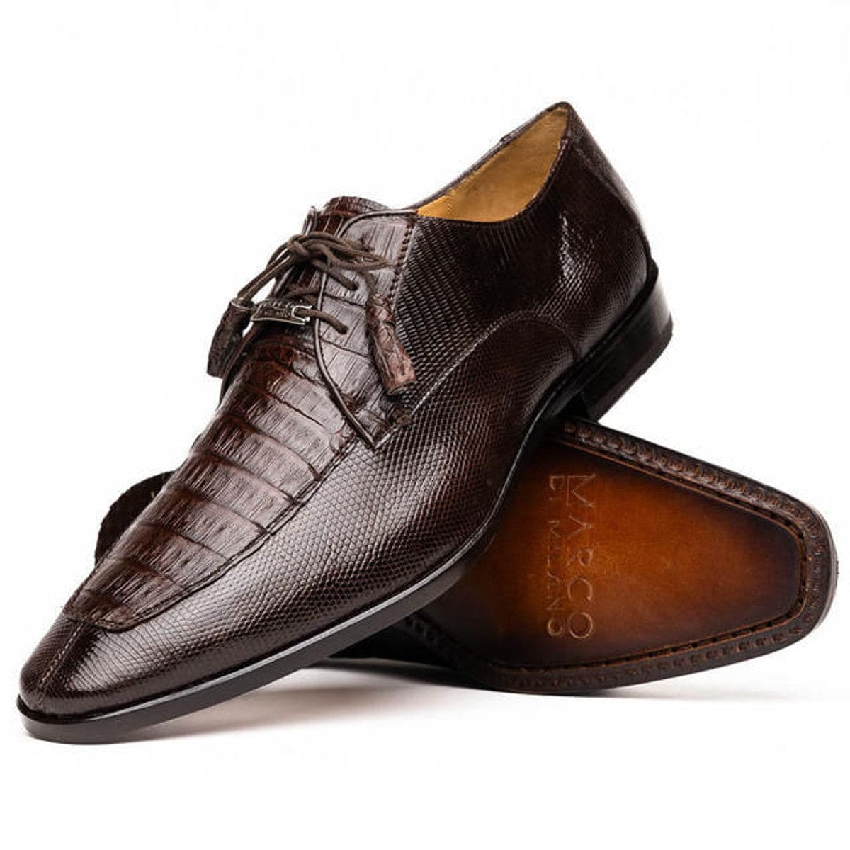 Marco Di Milano Brown Crocodile Lizard Shoes Monkstrap Toluca