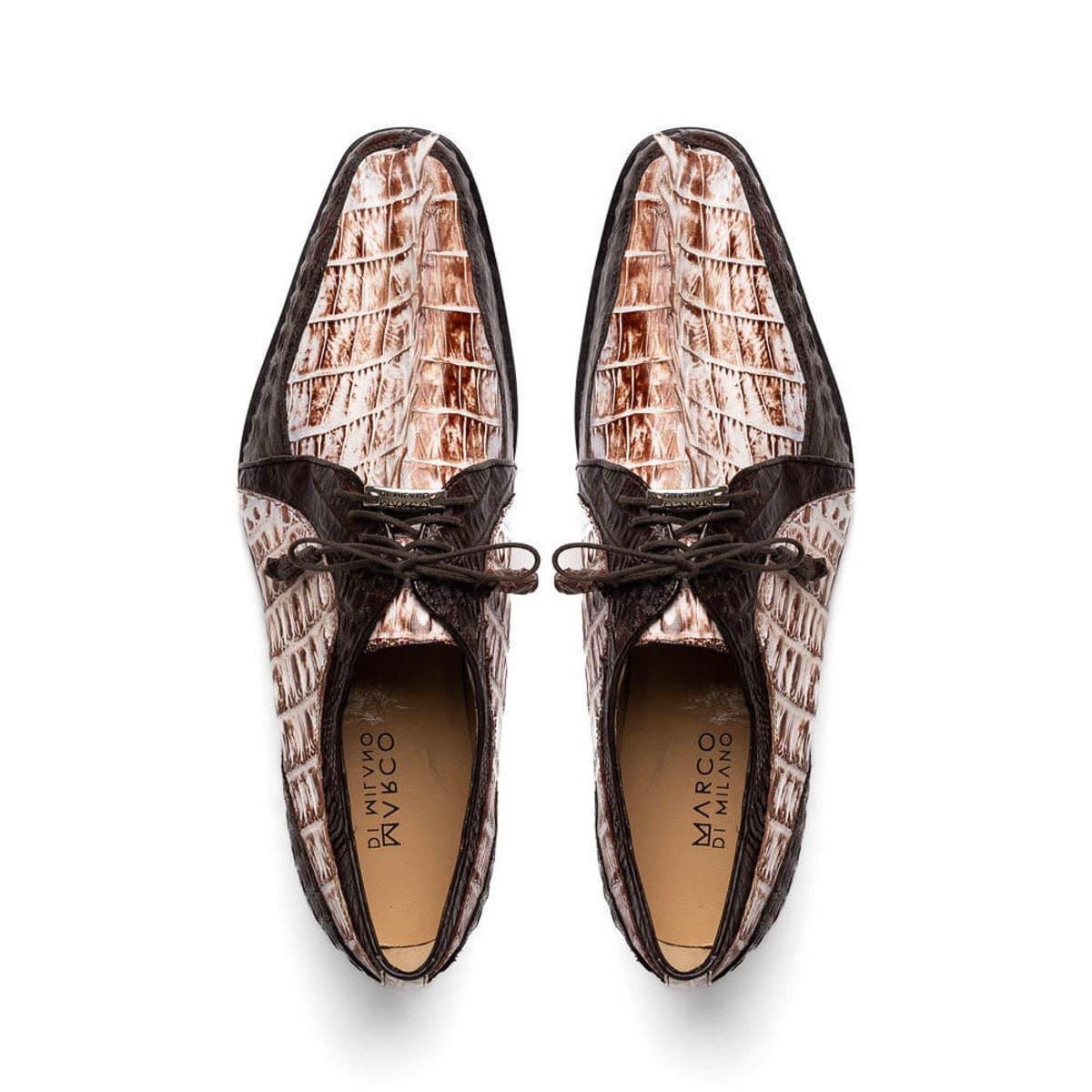 Marco Di Milano Mens White and Brown Caiman Gator Derby Caribe