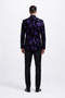 Mardi Gras Suit - Purple and Black Paisley Tuxedo Dinner Jacket + Matching Pants - Slim Fitted