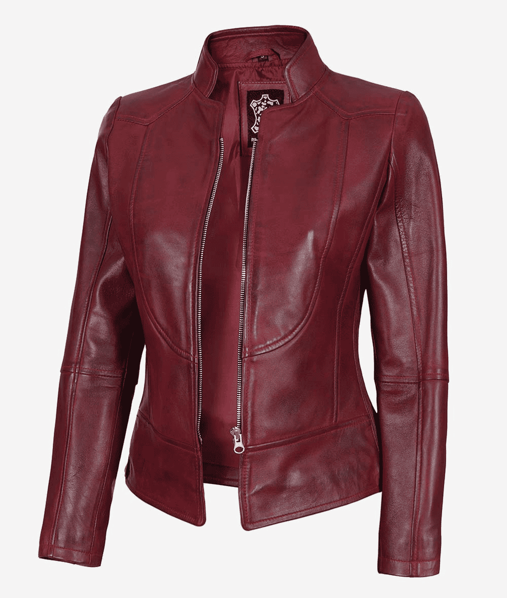 Maroon leather jacket - AlbertoNardoniStore