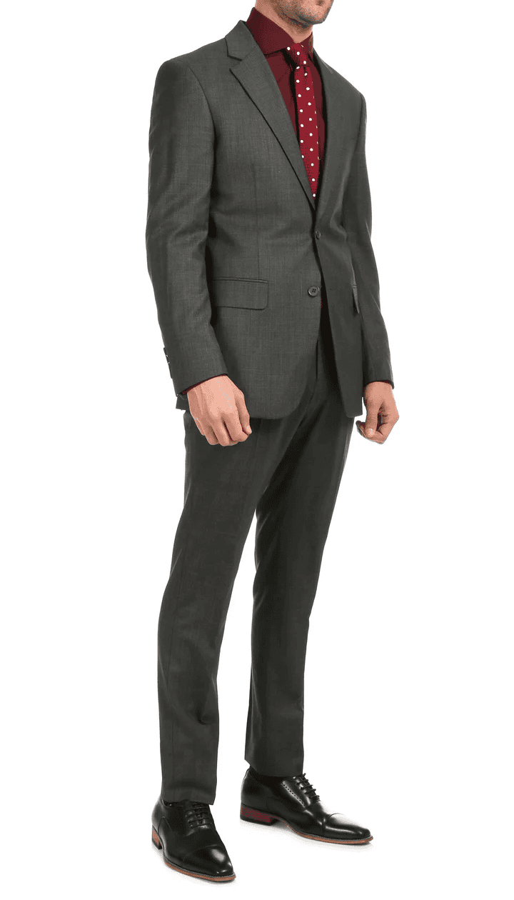 Mason Charcoal Men'S Premium 2 Piece Wool Slim Fit Suit