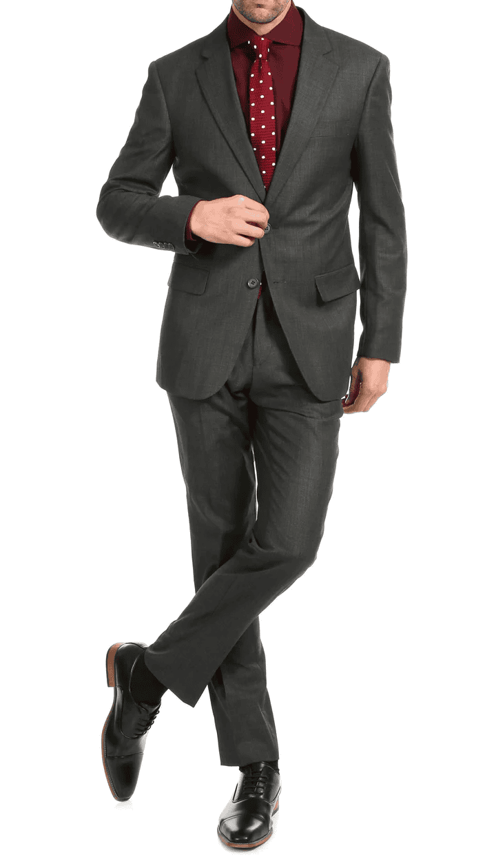 Mason Charcoal Men'S Premium 2 Piece Wool Slim Fit Suit