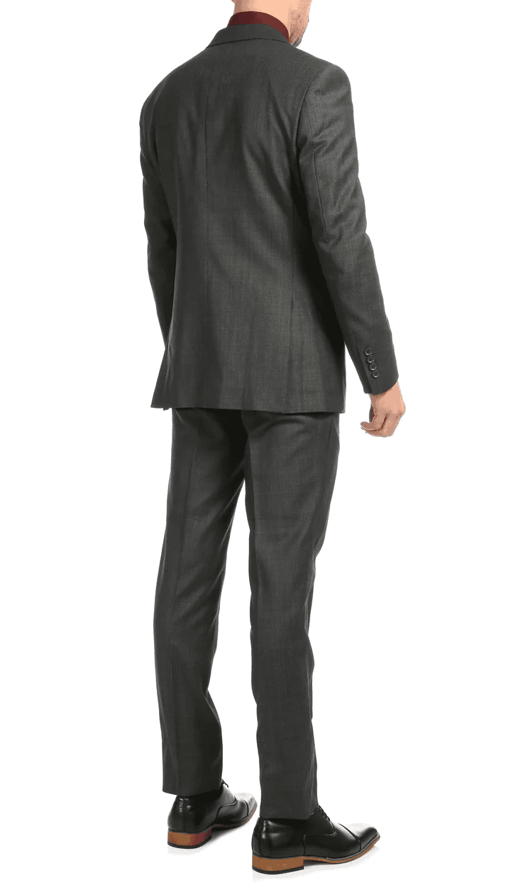 Mason Charcoal Men'S Premium 2 Piece Wool Slim Fit Suit