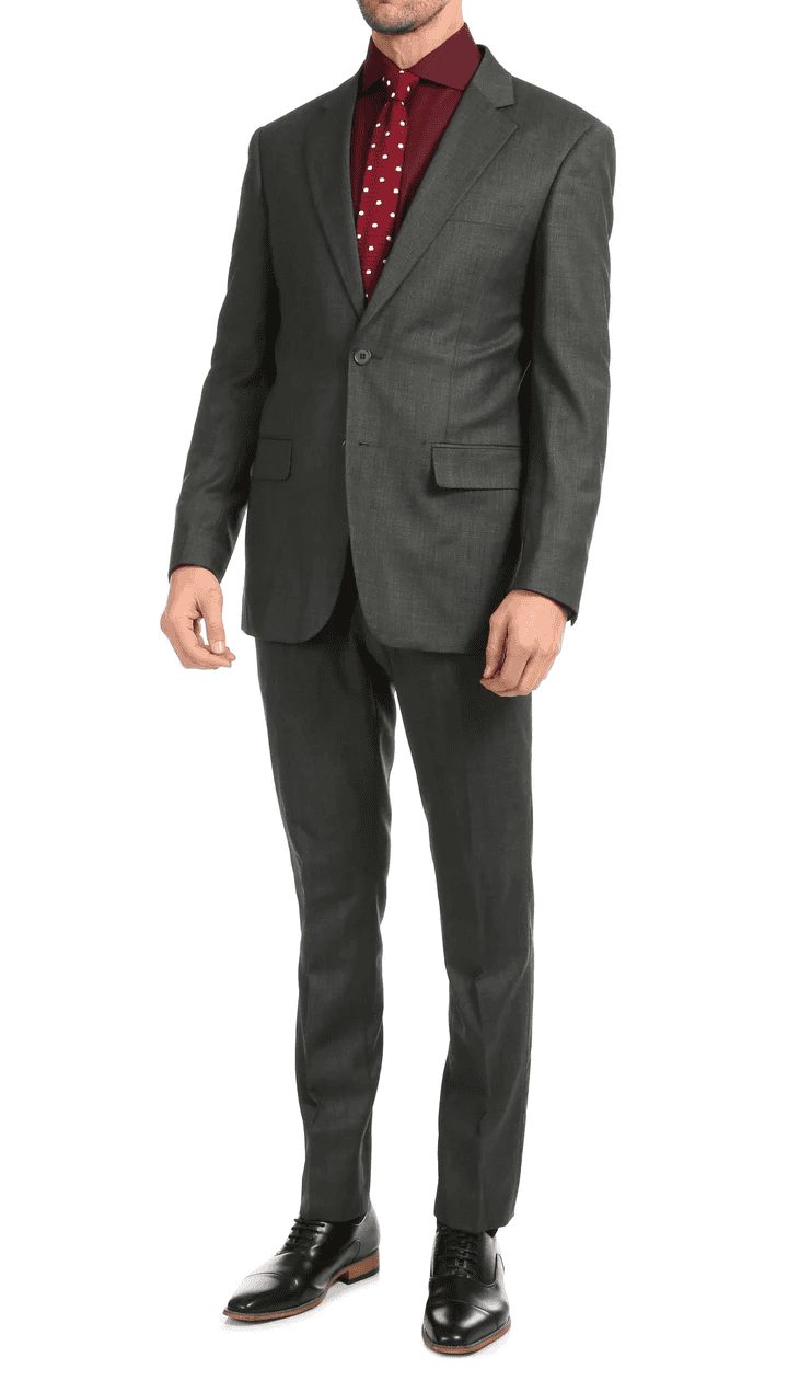 Mason Charcoal Men'S Premium 2 Piece Wool Slim Fit Suit