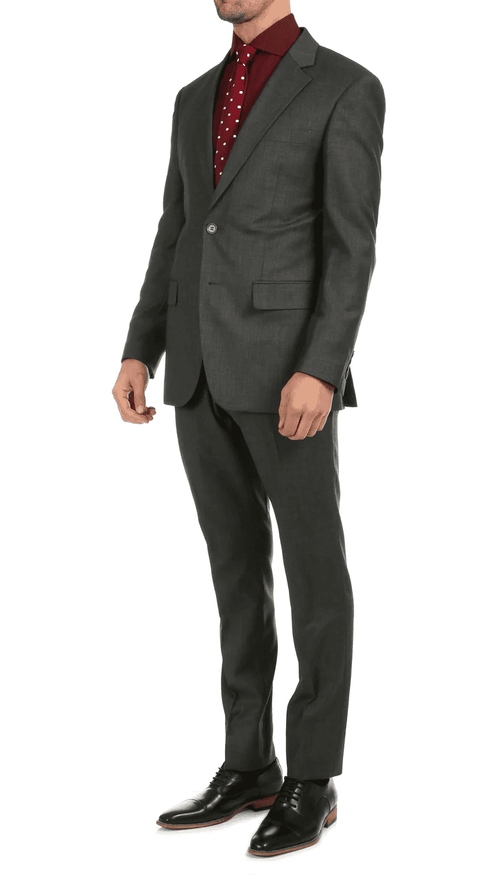 Mason Charcoal Men'S Premium 2 Piece Wool Slim Fit Suit