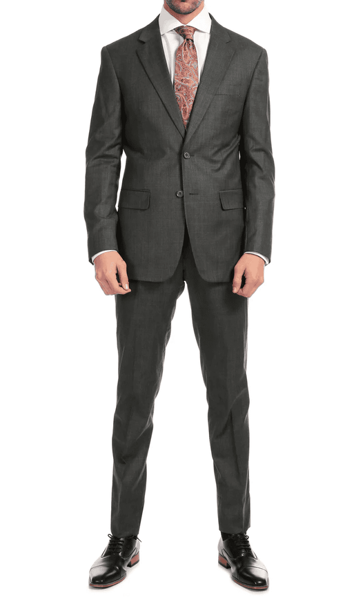 Mason Heather Grey Men'S Premium 2 Piece Wool Slim Fit Suit