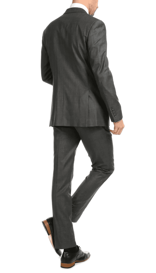 Mason Heather Grey Men'S Premium 2 Piece Wool Slim Fit Suit