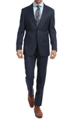 Mason Navy Men'S Premium 2PC Premium Wool Slim Fit Suit