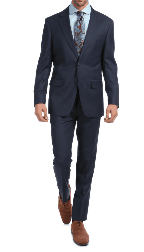 Mason Navy Men'S Premium 2PC Premium Wool Slim Fit Suit