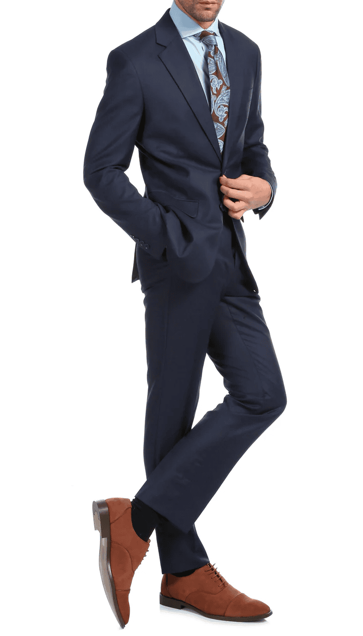 Mason Navy Men'S Premium 2PC Premium Wool Slim Fit Suit