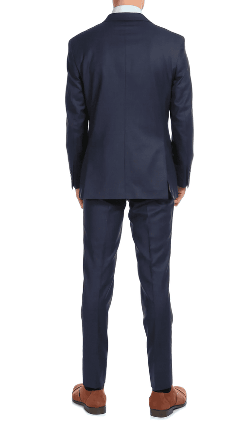 Mason Navy Men'S Premium 2PC Premium Wool Slim Fit Suit