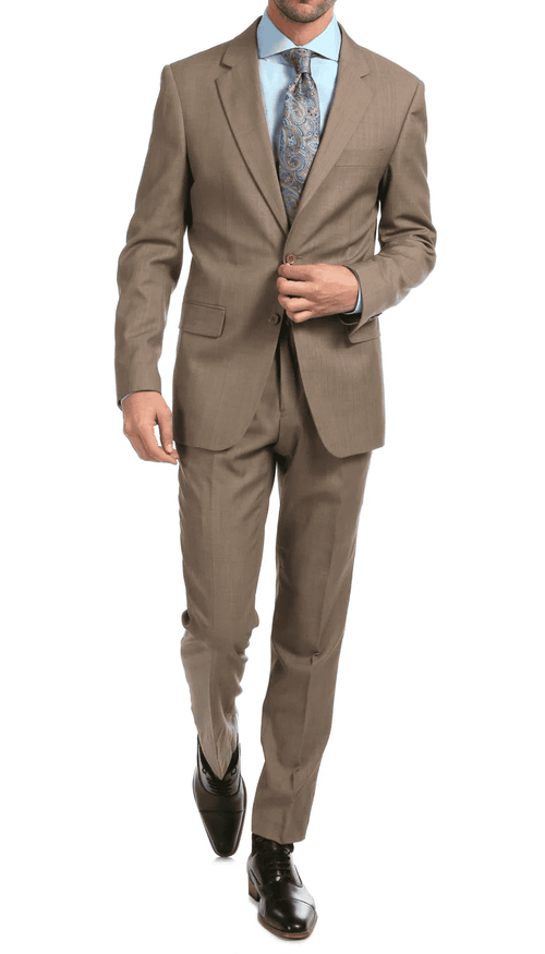Mason Sand Men'S Premium 2 Piece Wool Slim Fit Suit