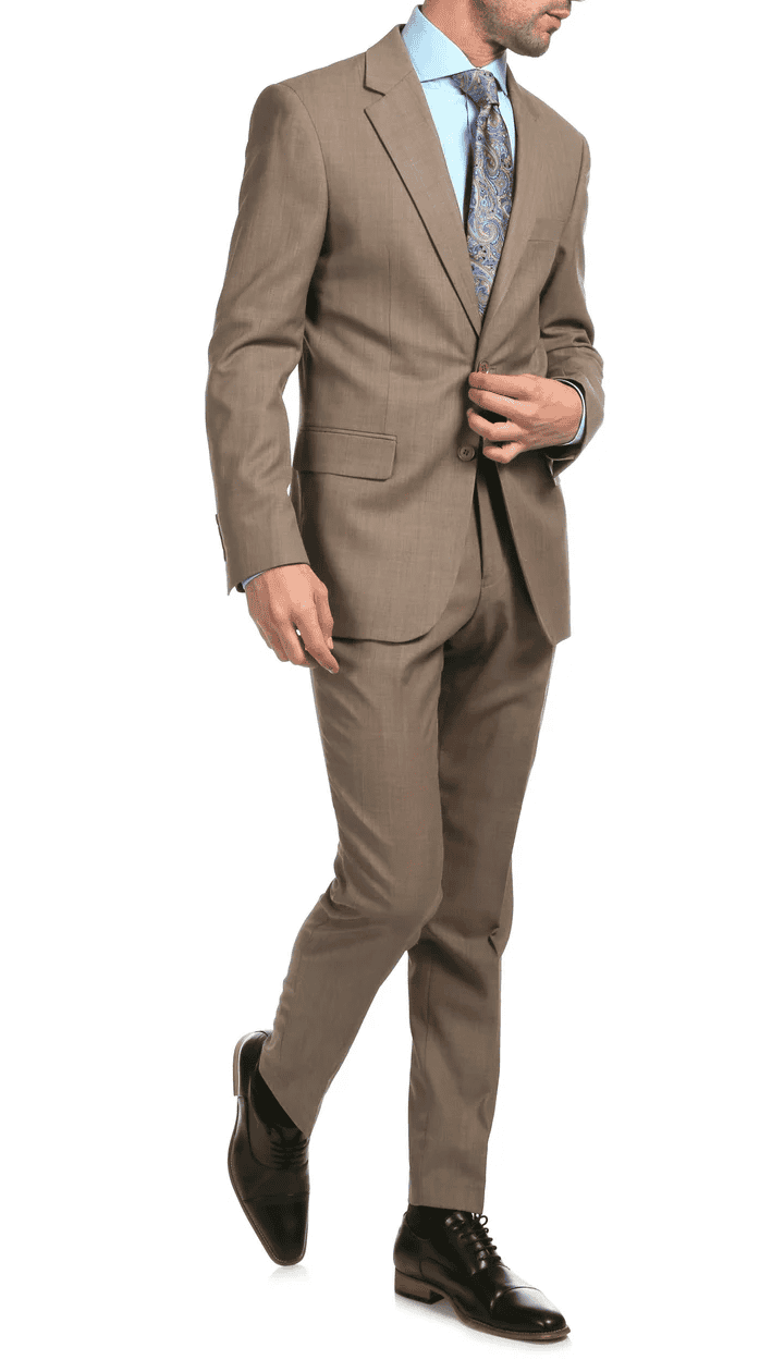 Mason Sand Men'S Premium 2 Piece Wool Slim Fit Suit