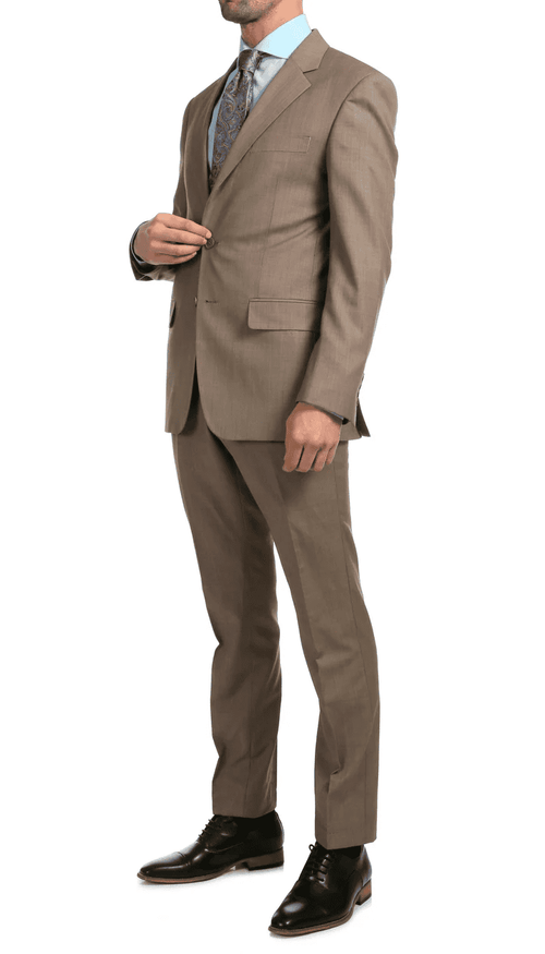 Mason Sand Men'S Premium 2 Piece Wool Slim Fit Suit