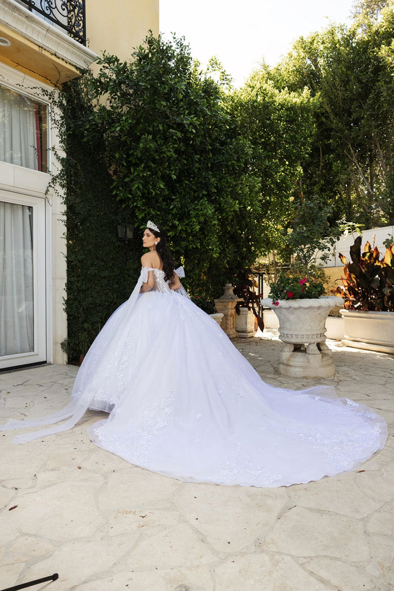 Sweet 16 Ball Gown Cape Sleeves Bridal Wedding Dress By Layla K LK263