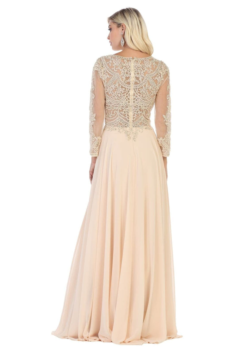 Mother of the Bride Dress 3/4 Long Sleeves Chiffon A-Line Evening Gown-New Collection