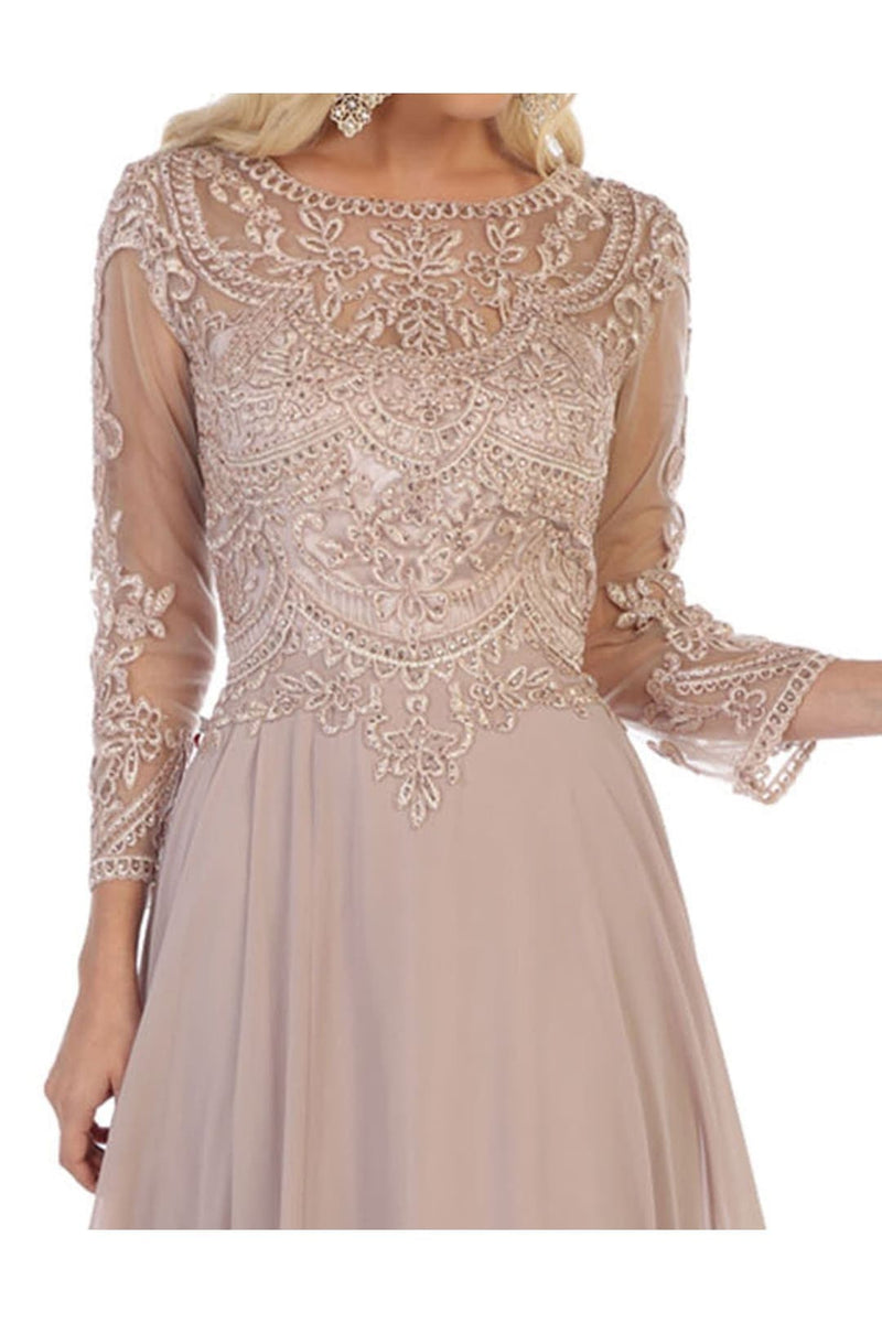Mother of the Bride Dress 3/4 Long Sleeves Chiffon A-Line Evening Gown-New Collection
