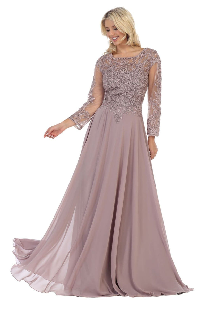 Mother of the Bride Dress 3/4 Long Sleeves Chiffon A-Line Evening Gown-New Collection