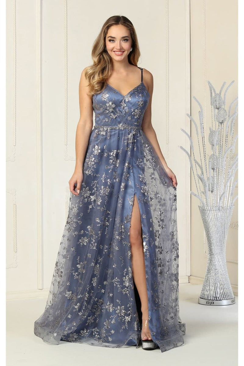 May Queen MQ1787 Glitter V Neck Long Stunning Red Carpet Formal Gown