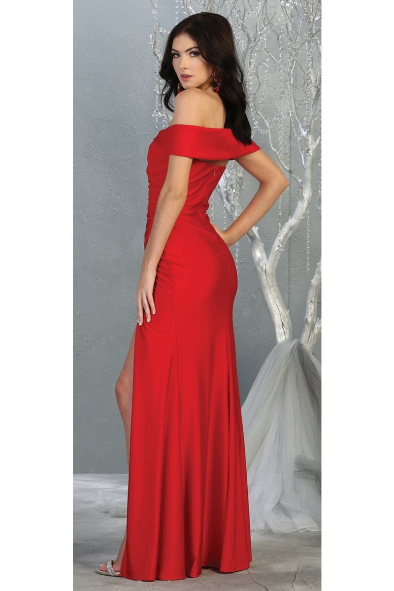 May Queen MQ1825 Off Shoulder Bodycon Evening Dress
