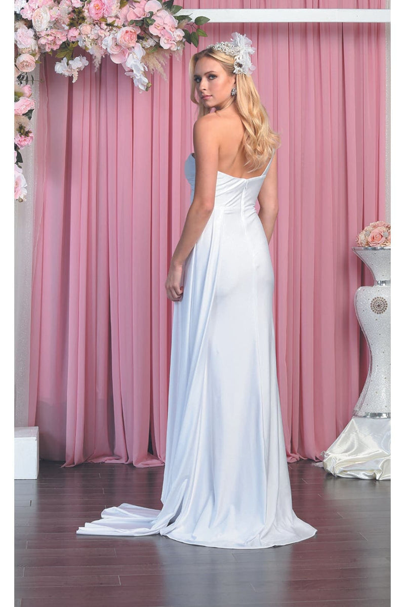 One Shoulder Bridesmaid Dress Simple Stretchy Long Evening Formal Gown