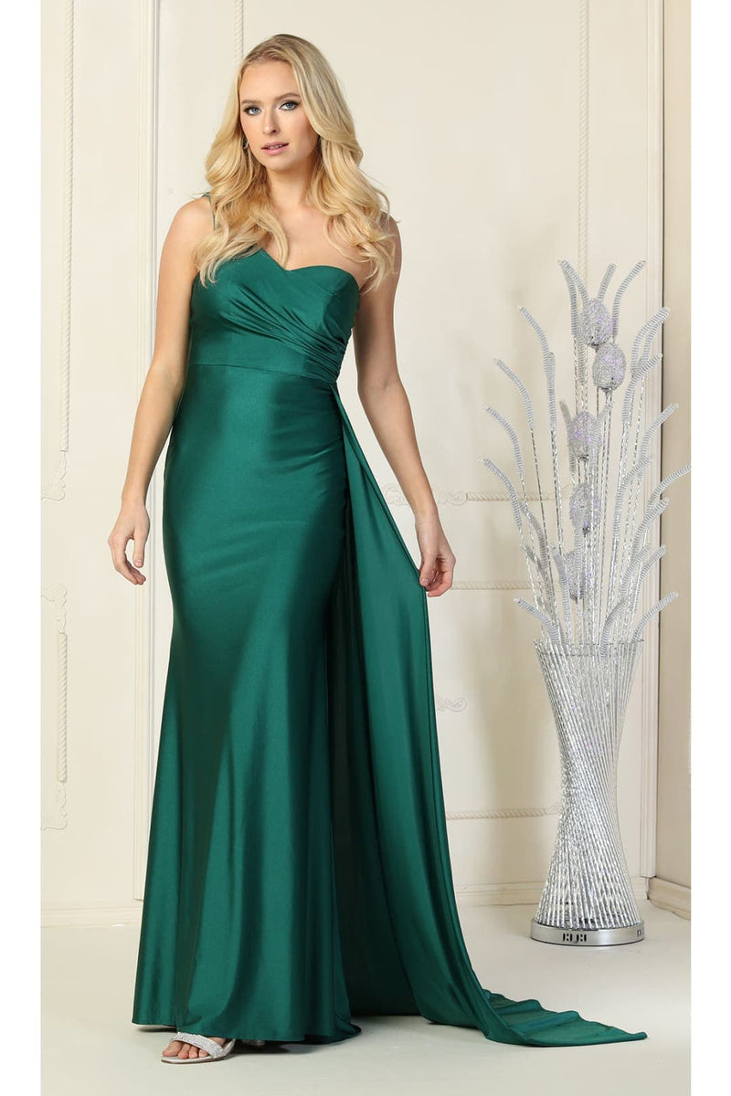 One Shoulder Bridesmaid Dress Simple Stretchy Long Evening Formal Gown