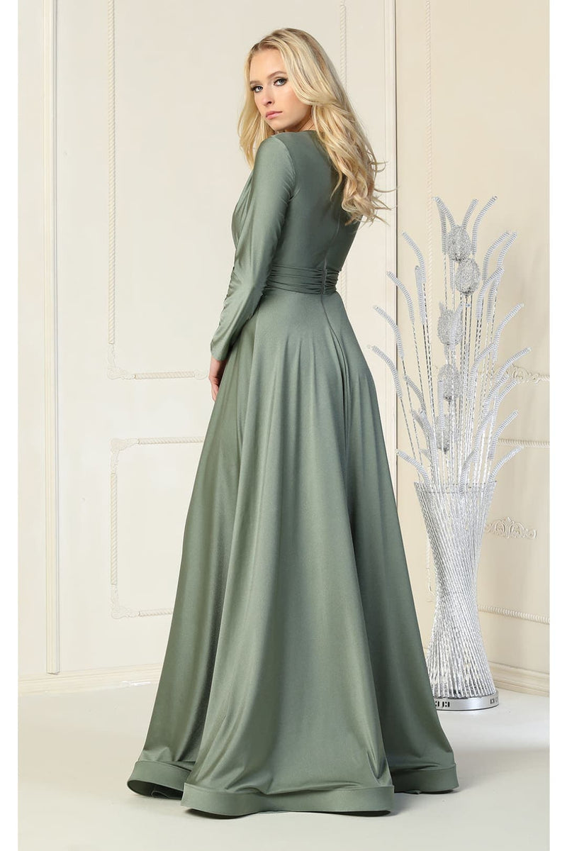 Long Sleeve Stretchy Formal Evening Gown