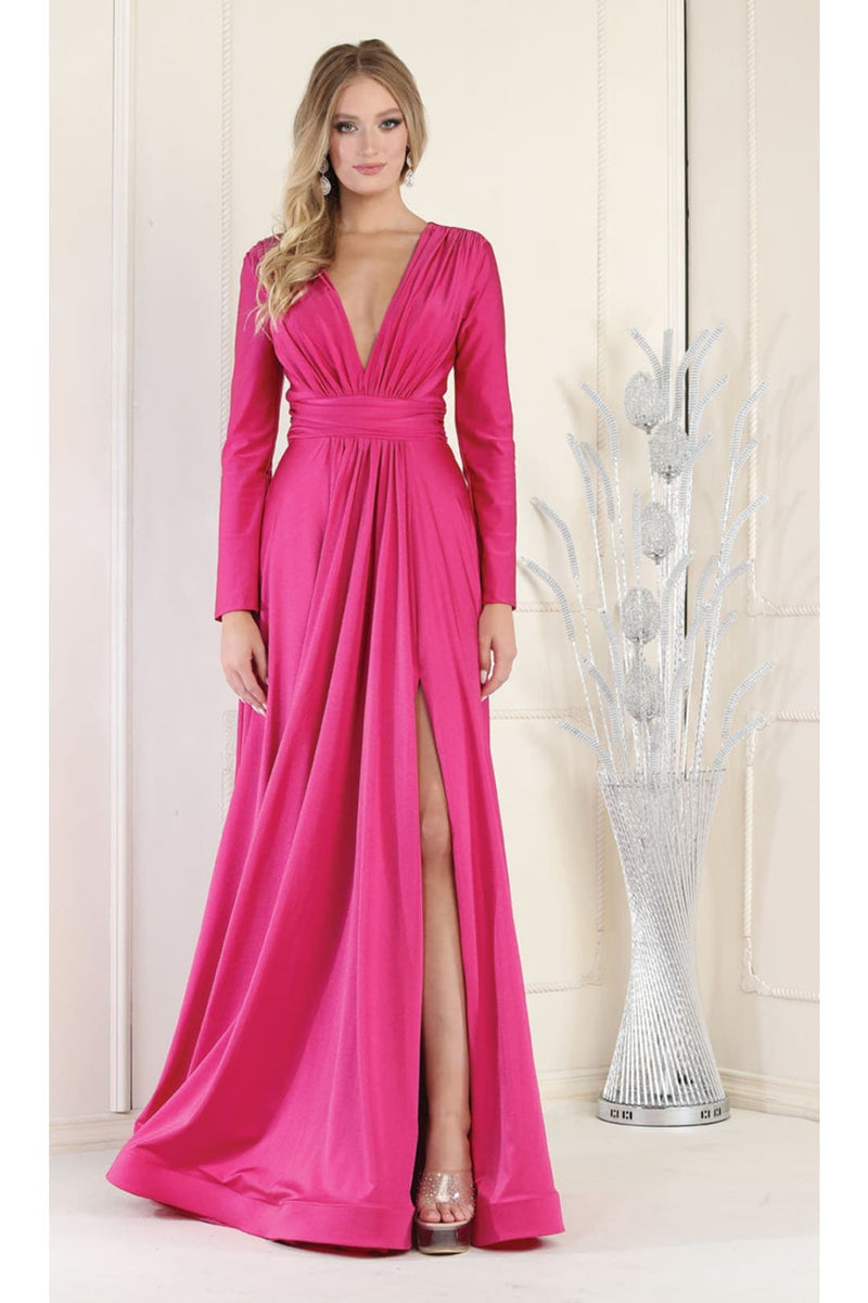 Long Sleeve Stretchy Formal Evening Gown