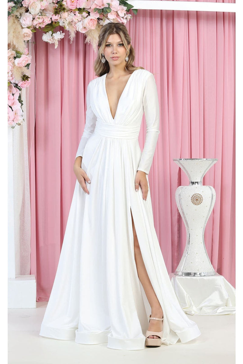 Long Sleeve Stretchy Formal Evening Gown