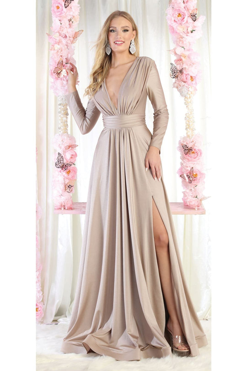 Long Sleeve Stretchy Formal Evening Gown
