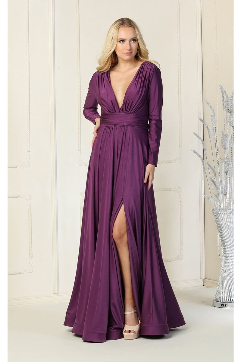 Long Sleeve V Neck Bridesmaids Dresses