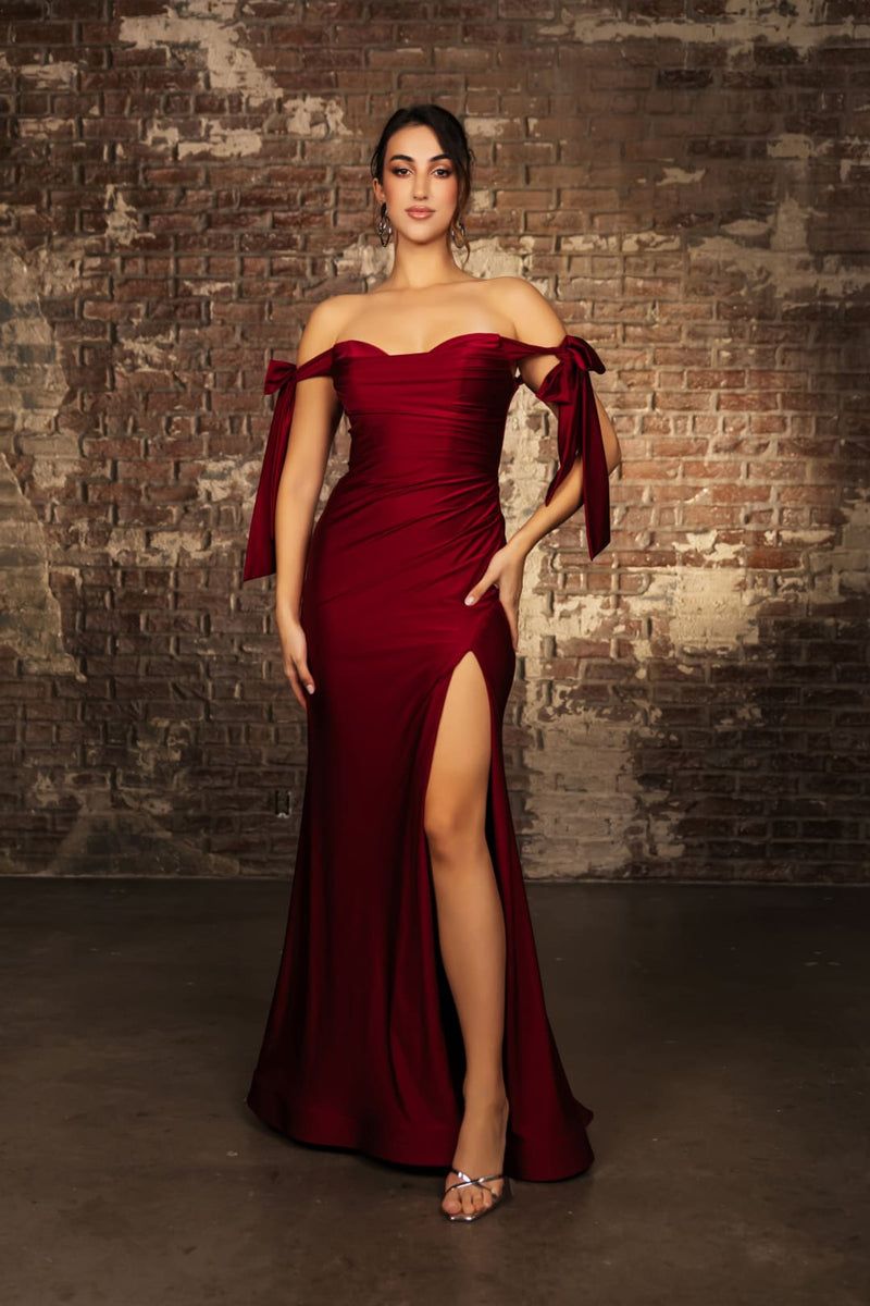 Stretchy Ruched Off The Shoulder Prom Dress