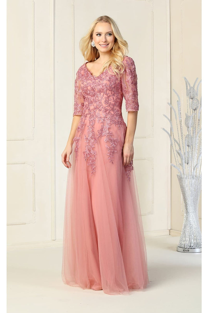 May Queen MQ1859 Short Sleeve Mother Of The Bride Plus Size Gown-New Collection