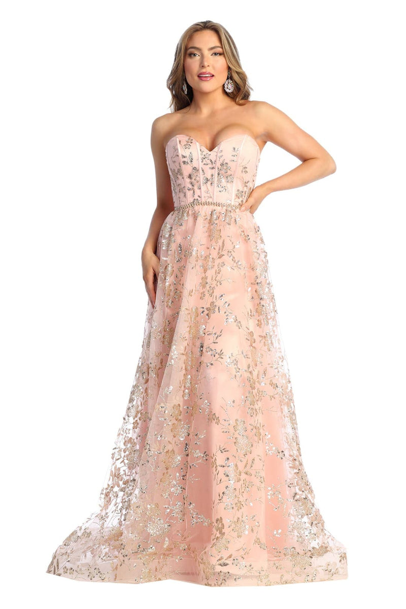 Sweetheart Prom Dress Floral Embroidered Long Strapless Evening Gown-New Collection