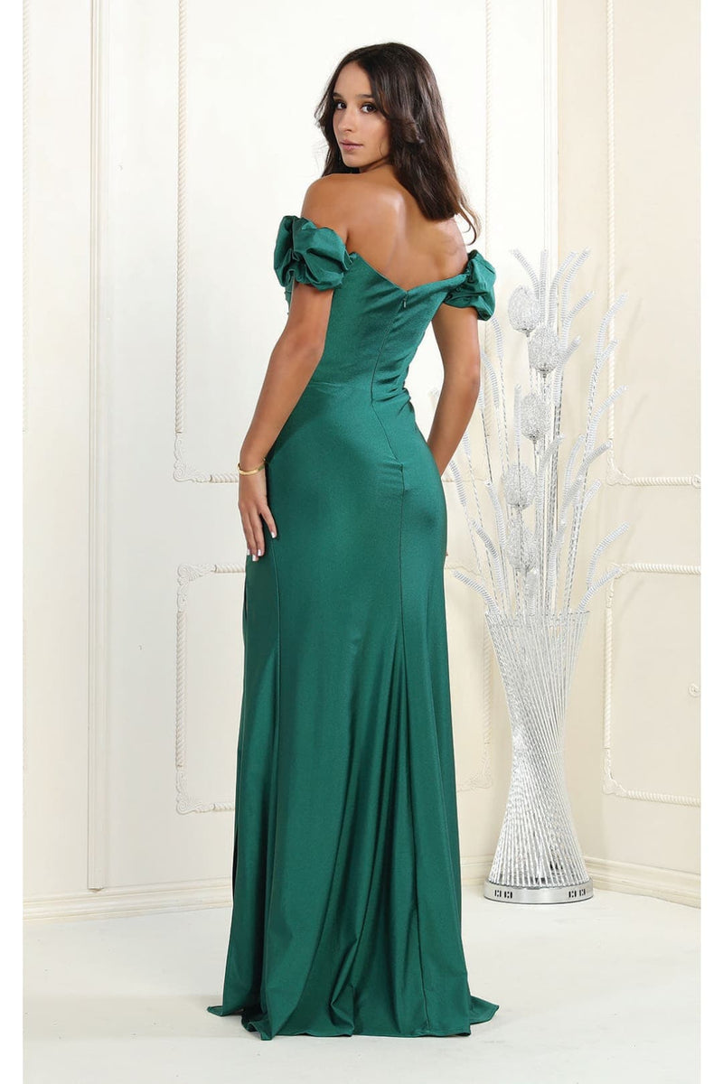 May Queen MQ1948 Puffed Sleeve Ruched Bridesmaid Gown