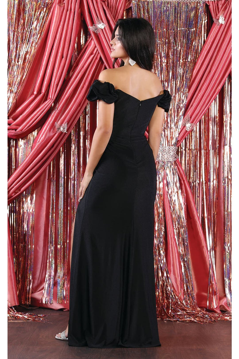 May Queen MQ1948 Puffed Sleeve Ruched Bridesmaid Gown