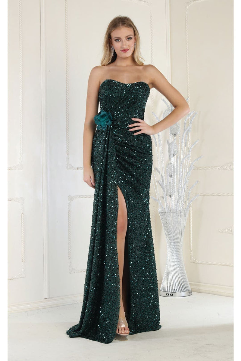 May Queen MQ1968 Strapless Sequin Formal Gown