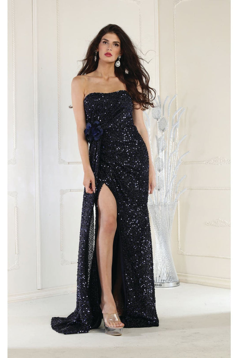 May Queen MQ1968 Strapless Sequin Formal Gown