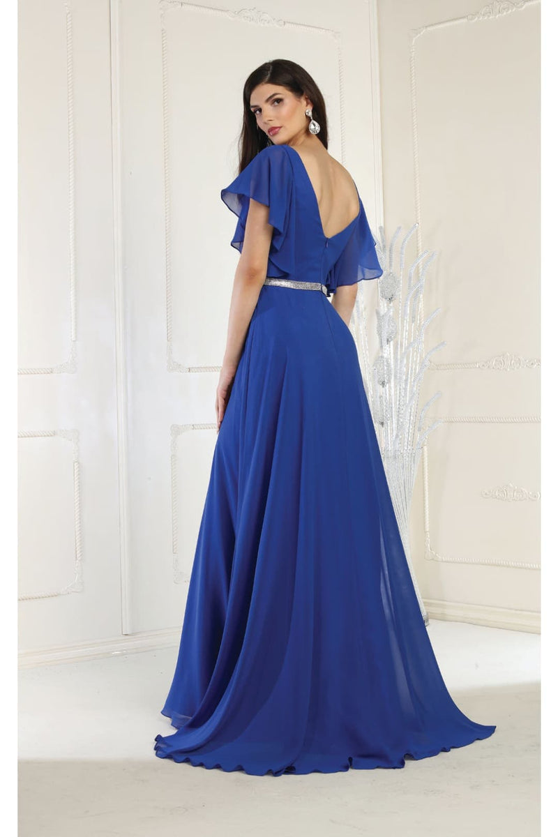 May Queen MQ1972 Bell Sleeve Long Chiffon A-Line Evening Dress