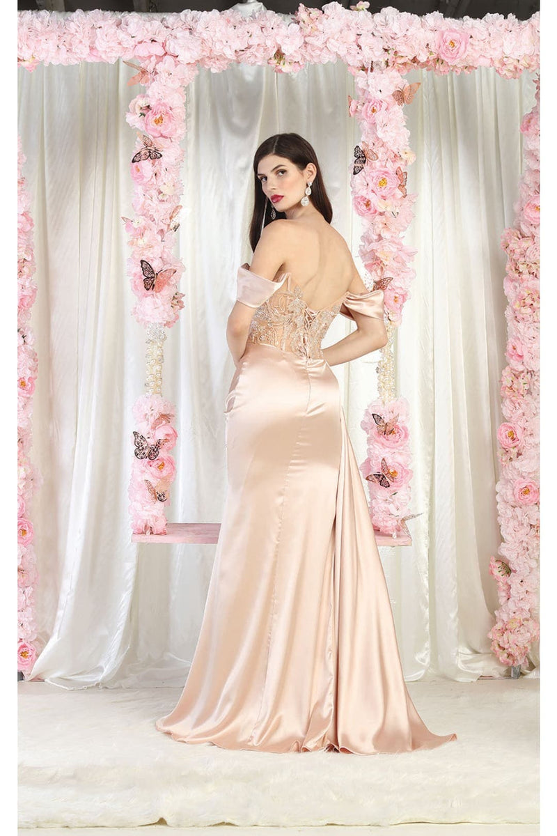 May Queen MQ1977 Sheer Bodice Red Carpet Gown-New Collection