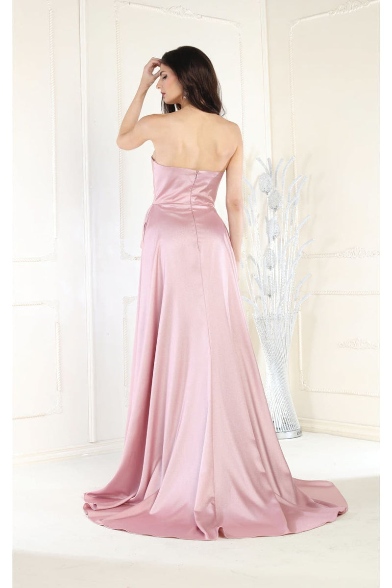 May Queen MQ1983 Strapless Ruched Sheath Evening Dress