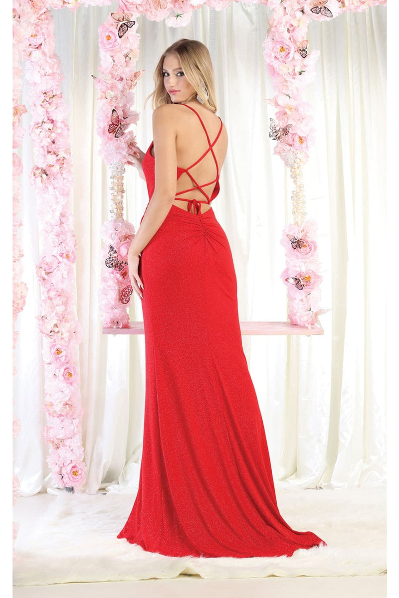 May Queen MQ1987 Criss Cross Open Back Prom Dress