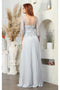 May Queen MQ2007 3/4 Sleeves Rhinestone Beaded Pleated Evening Gown