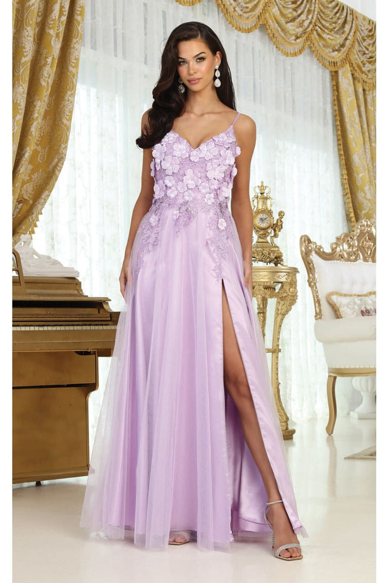 May Queen MQ2016 Sleeveless 3D Floral Embellished Pageant Evening Gown