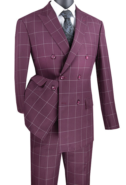 Camel Modern Fit Double Breasted Windowpane Peak Lapel 2 Piece Suit main image 1